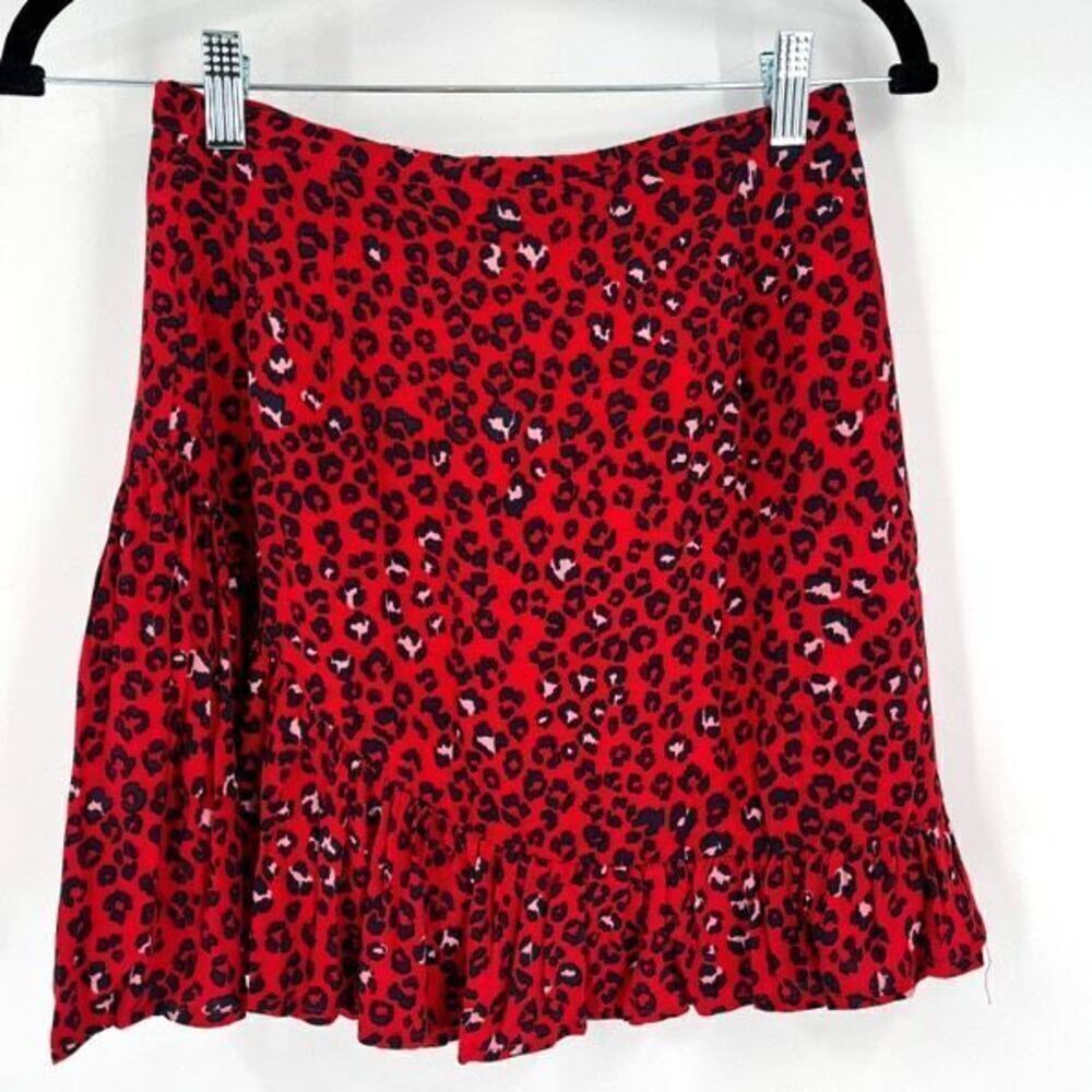 Lovers + Friends Women's Sahara Cheetah Lined Lena Mini Skirt‎ Red Black Size XS - Picture 3 of 9
